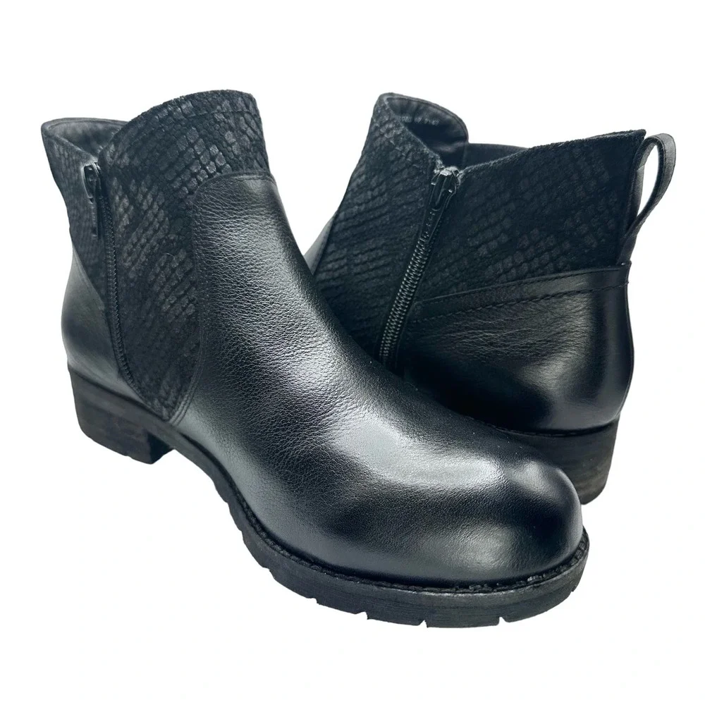 Abeo | Women | Darlington Black Leather Side Zip Ankle Booties | Size 7 - Picture 2 of 14